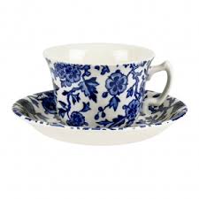 Blue Arden Teacup and Saucer by Burleigh, Made in England 6 oz For Cheap