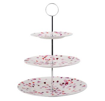 Confetti Hearts Cake Stand - three tier stacker Bone China Whittard For Sale