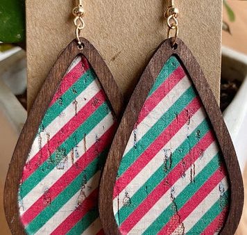 Christmas Stripe Teardrop Earrings Online now