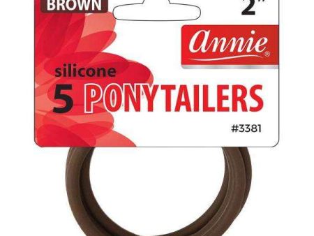 Annie Silicone Ponytailers 5ct Brown Supply