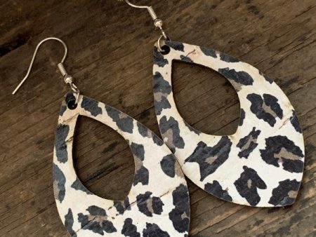 Leopard Print Cork Teardrop Earring For Cheap