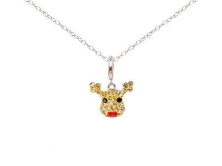 Reindeer Crystal Sterling Silver Charm Necklace Online