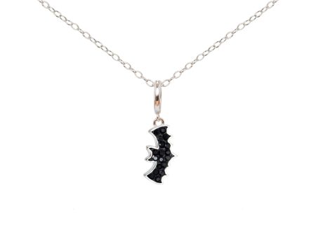 Bat Crystal Sterling Silver Charm Necklace on Sale