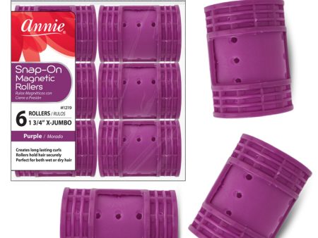 Annie Snap-On Magnetic Rollers Size X-Jumbo 6Ct Purple Sale