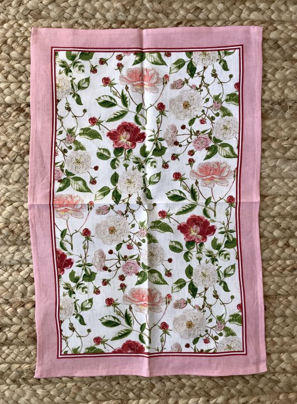 Traditional Rose Linen Tea Towel Fashion