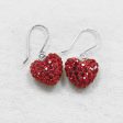 Mini All Over Crystal Pave Heart Silver Earrings Online now