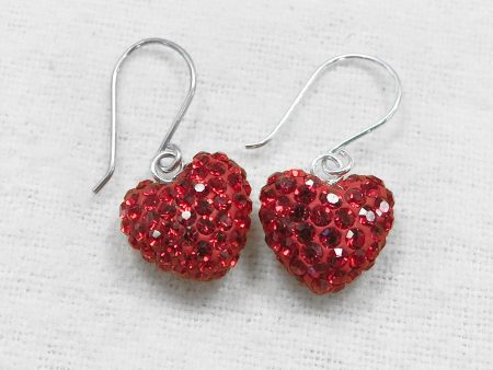 Mini All Over Crystal Pave Heart Silver Earrings Online now