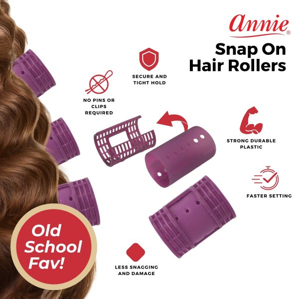 Annie Snap-On Magnetic Rollers Size X-Jumbo 6Ct Purple Sale