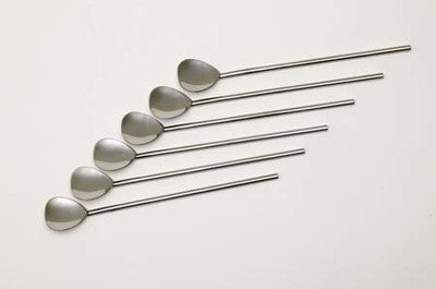 Straw Spoon Set- 6 Heart shaped in Stainless Steel 7 3 4  long Online Sale