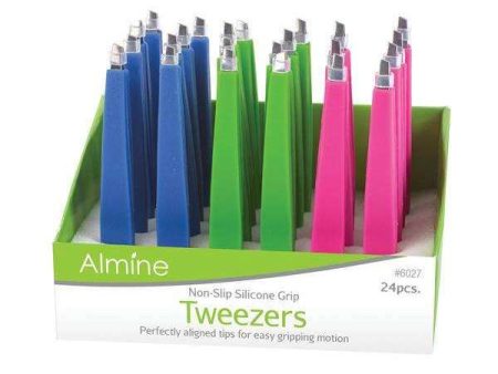 Almine Tweezers with Silicon Grip 24Ct Supply