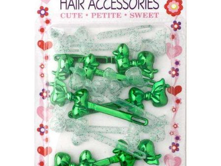 Joy Ribbon Barrette II 12ct Assorted Green Discount