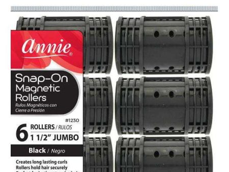 Annie Snap-On Magnetic Rollers Size Jumbo 6Ct Black Discount