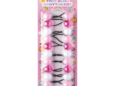 Joy Twin Beads Ponytailers 10Ct Pink & White For Cheap