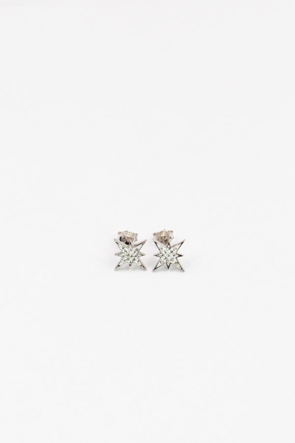 Starburst Clear Crystal Sterling Silver Stud Earrings Cheap