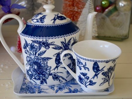 Blue Rose Pot and Cup set Hot on Sale