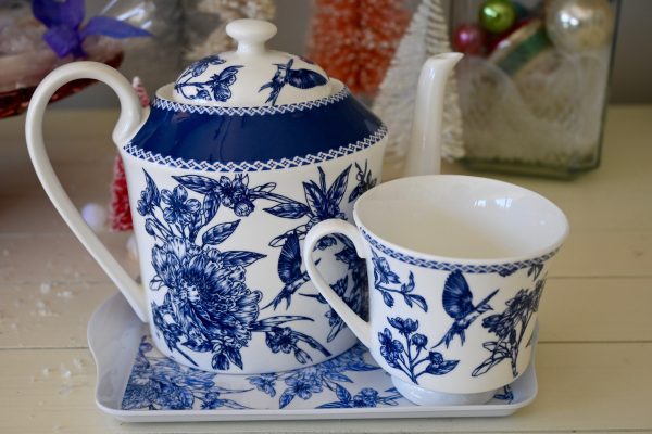 Blue Rose Pot and Cup set Hot on Sale