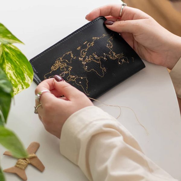 Chasing Threads Stitch Passport Cover in Black Online Sale