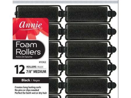 Annie Foam Rollers Medium 12Ct Black Cheap