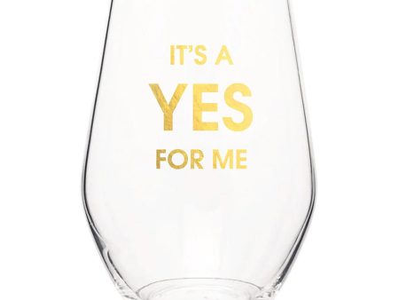 It s A Yes For Me Stemless Wine Glass on Sale