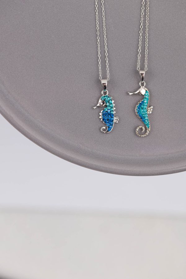 Baby Seahorse Crystal Sterling Silver Necklace Hot on Sale