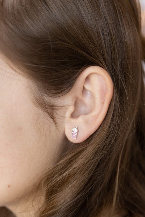 Milkshake Crystal Silver Stud Earrings Online now