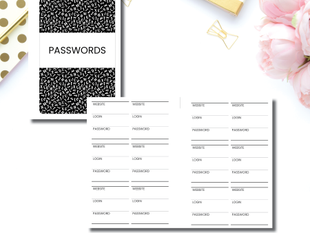 A6 Rings SIZED | PASSWORD TRACKER Printable Insert For Sale