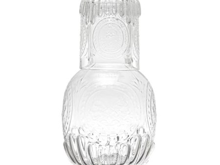 Embossed Glass Carafe with Drinking Glass Discount