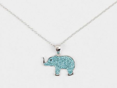 Blue Elephant Crystal Sterling Silver Necklace Sale