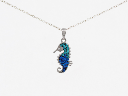 Baby Seahorse Crystal Sterling Silver Necklace Hot on Sale