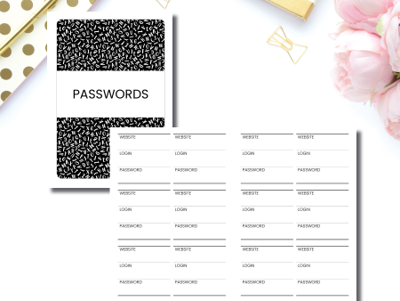 A6 TN SIZED | PASSWORD TRACKER Printable Insert For Cheap