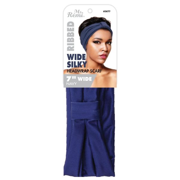 Ms. Remi Wide Silky Headwrap Scarf Ribbed Color Assorted on Sale