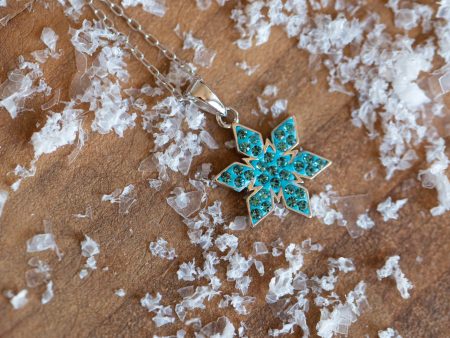 Stellar Snowflake Holiday Crystal Silver Pendant Necklace Online