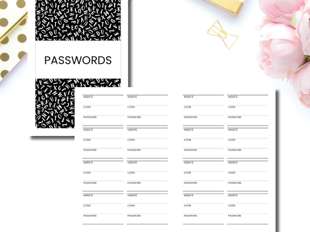 A5 Rings SIZED | PASSWORD TRACKER Printable Insert Cheap