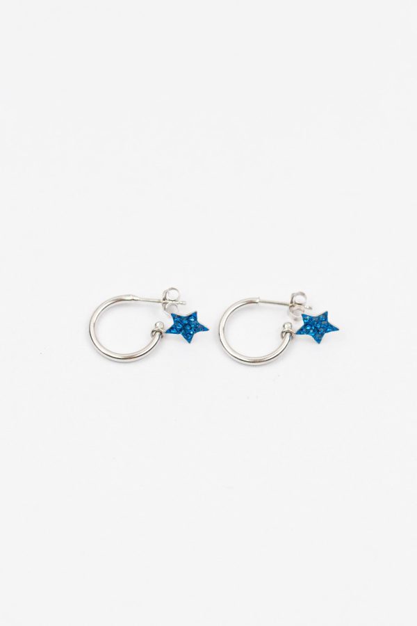 Silver Huggie Earrings with Crystal Star Charm Online