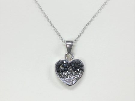 Ombre Heart Crystal Sterling Silver Necklace For Discount