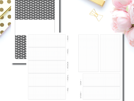 A5 Rings Size | Undated Horizontal layout with Vertical Columns Printable Insert For Discount