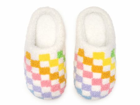 Big Kid Rainbow Checker Slippers Sale