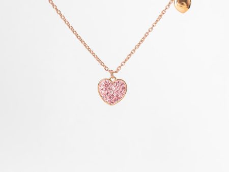 Mini Pink Heart Crystal Rose Gold Plated Necklace Discount