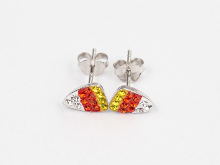 Candy Corn Crystal Silver Stud Earrings Hot on Sale