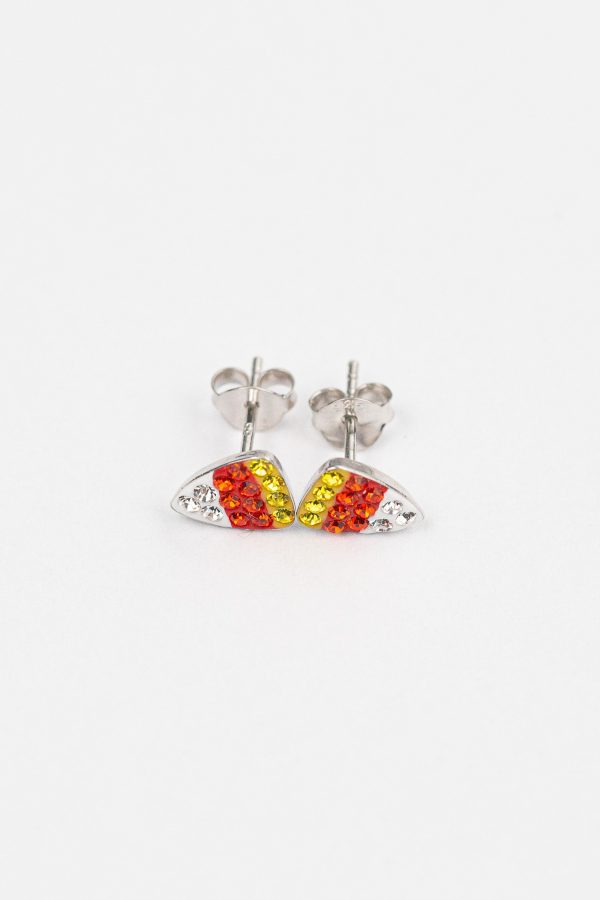 Candy Corn Crystal Silver Stud Earrings Hot on Sale