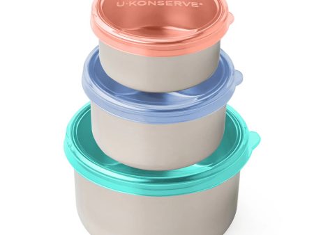 U-Konserve Stainless Steel Round Nesting Trio Containers in Tropical Sky (Set of 3) Hot on Sale