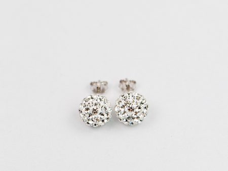 10mm Disco Ball Crystals Silver Stud Earrings Cheap