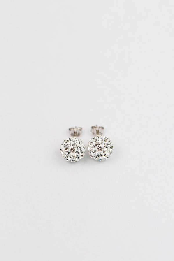 10mm Disco Ball Crystals Silver Stud Earrings Cheap