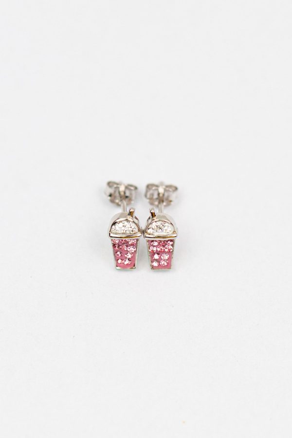 Milkshake Crystal Silver Stud Earrings Online now